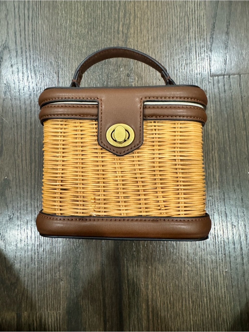 Zara Brown Wicker Top-Handle Women's Bag - Picture 2 of 9